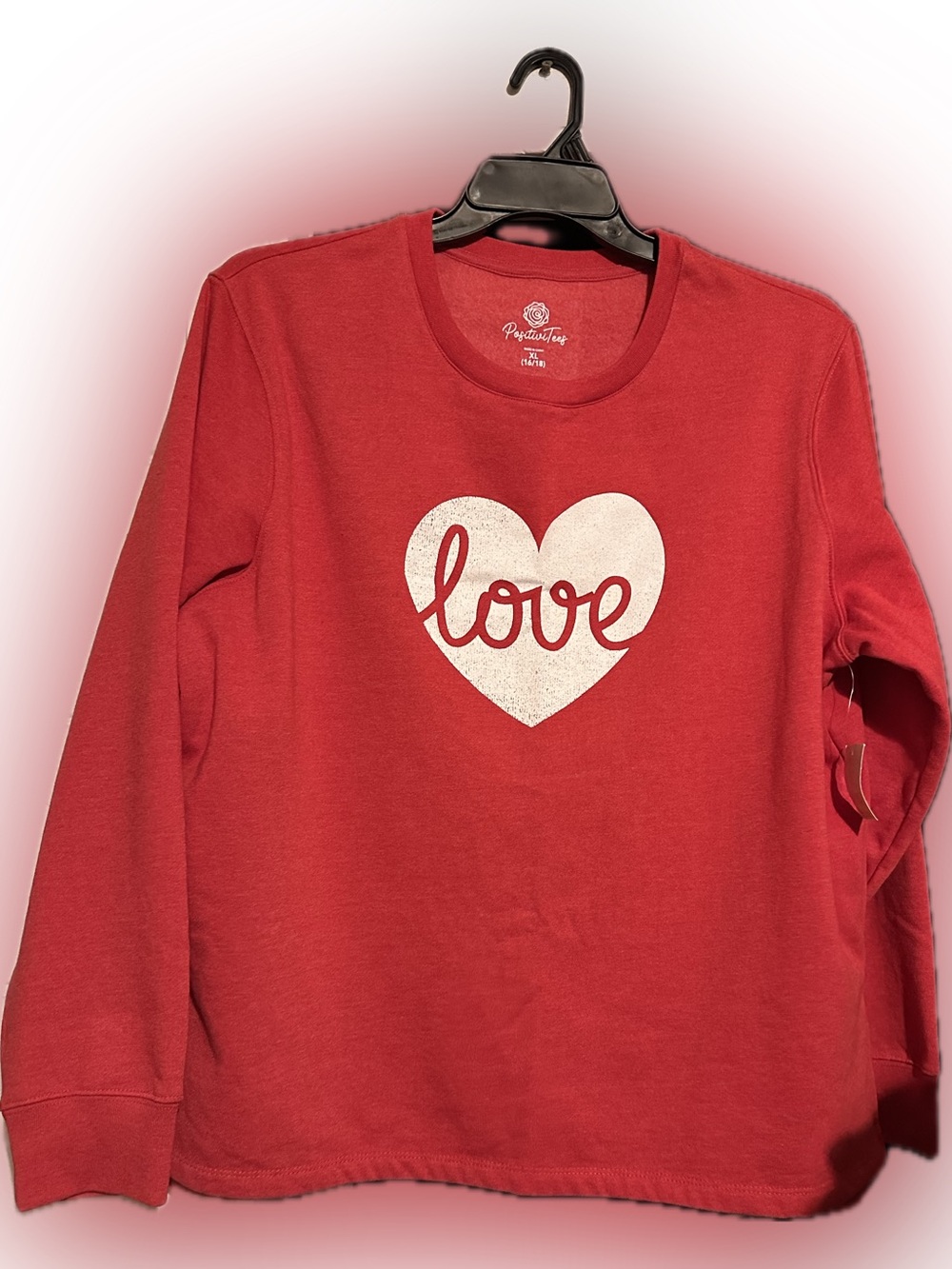 Red 'Love' Heart Crewneck Sweatshirt size XL